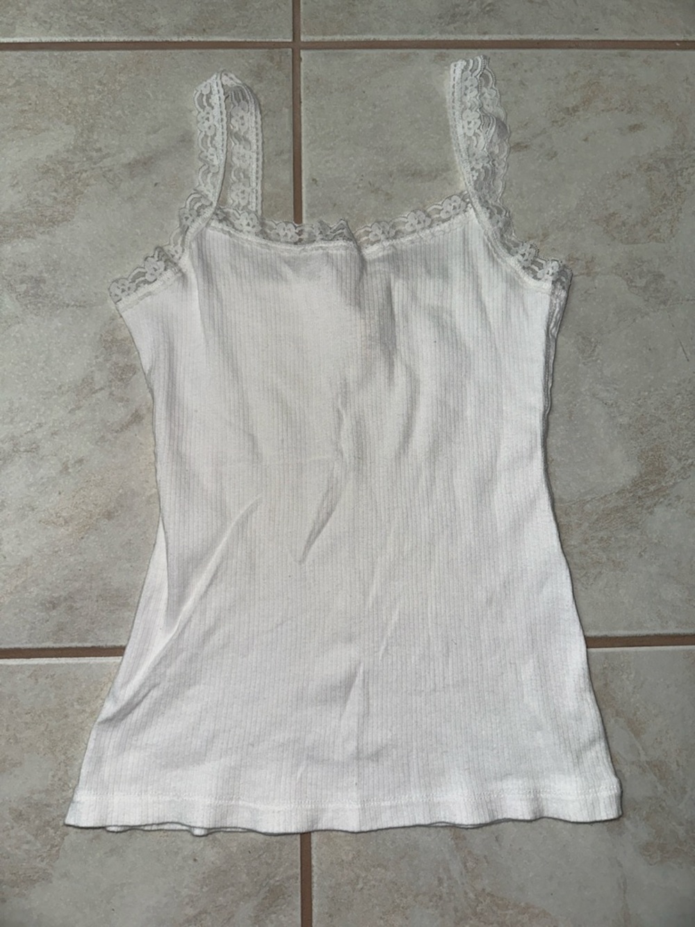 Ambiance White Lace-Trim Ribbed Camisole